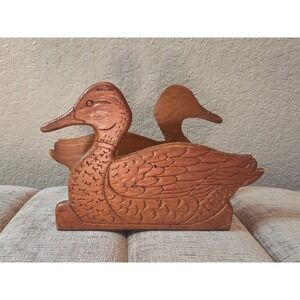 Vintage Wooden Duck Napkin or Letter Holder  Rustic Farmhouse Cottagecore